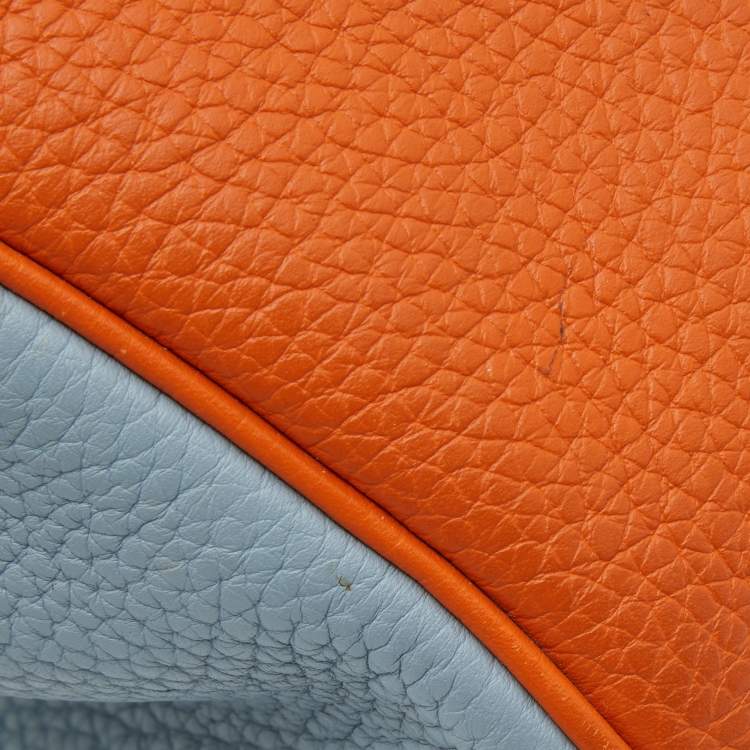 Pre Owned Hermes Orange/Etain/Sanguine Clemence Leather Palladium Finish Birkin 30 Bag