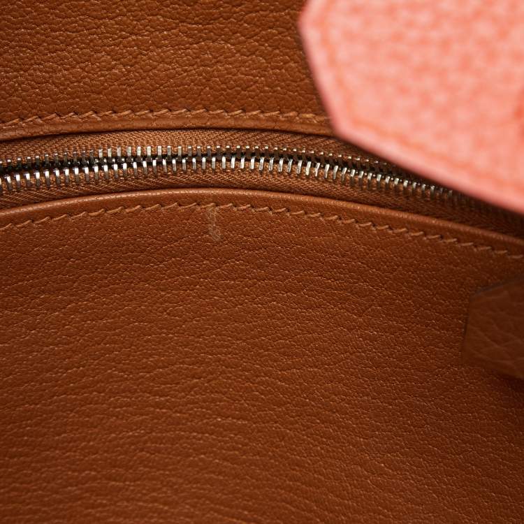 Pre Owned Hermes Orange/Etain/Sanguine Clemence Leather Palladium Finish Birkin 30 Bag