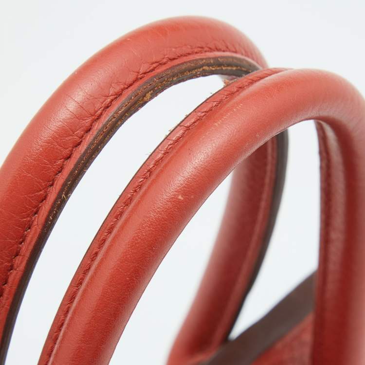 Pre Owned Hermes Orange/Etain/Sanguine Clemence Leather Palladium Finish Birkin 30 Bag