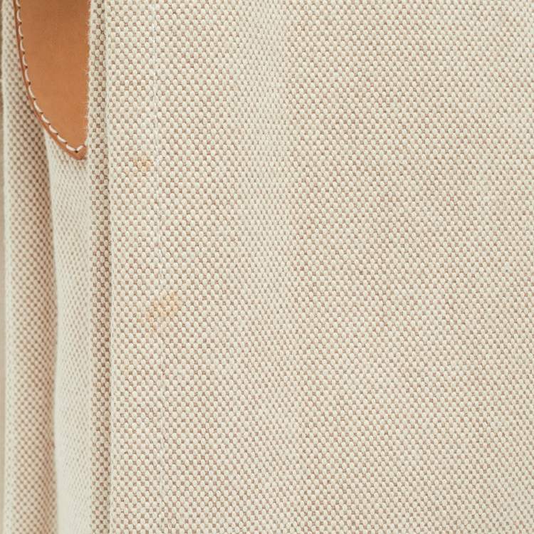 Pre Owned Hermes Beige/Natural Canvas and Leather Diaper Messenger Bag