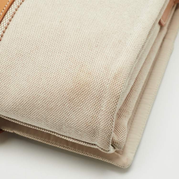 Pre Owned Hermes Beige/Natural Canvas and Leather Diaper Messenger Bag