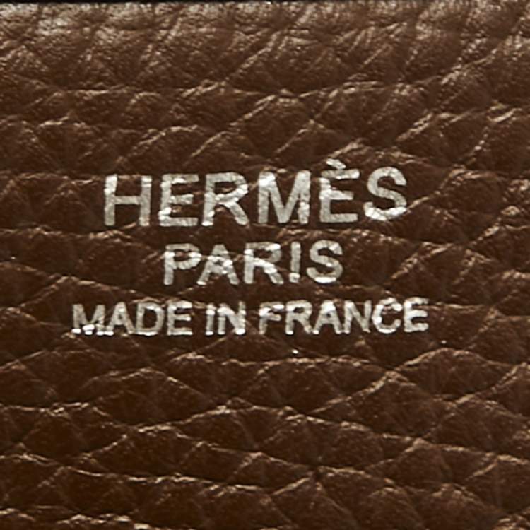 Pre Owned Hermes Chocolat Clemence Leather Evelyne III GM Bag