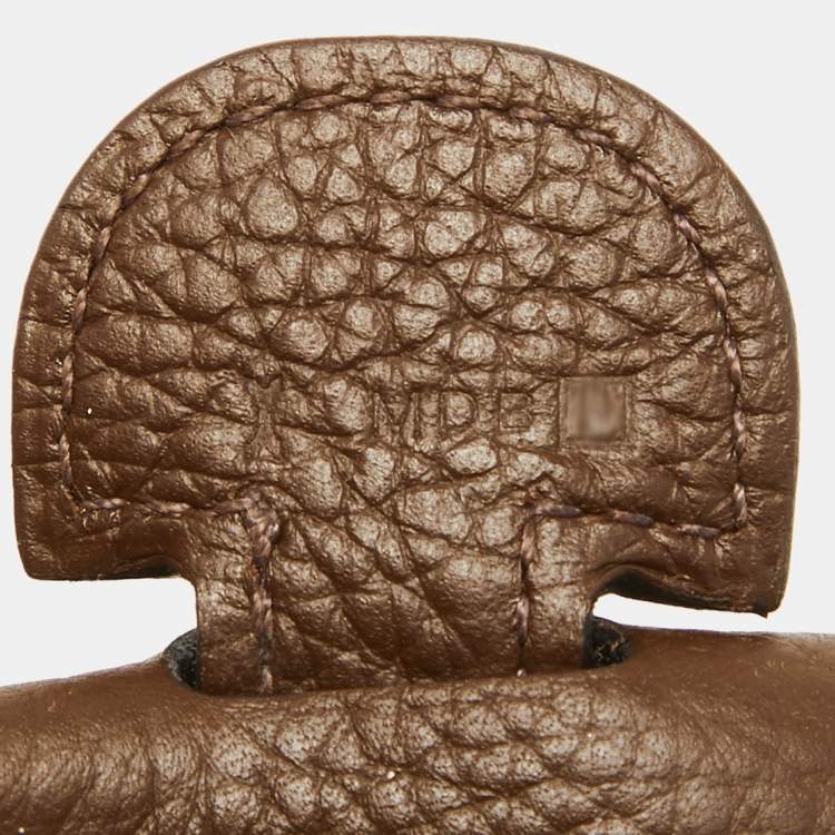 Pre Owned Hermes Chocolat Clemence Leather Evelyne III GM Bag