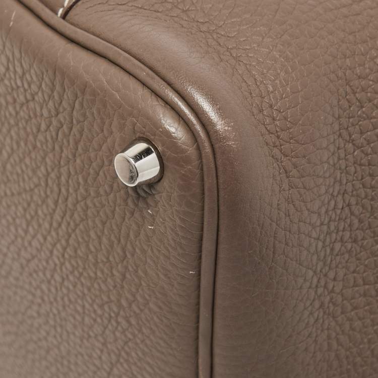 Pre Owned Hermes Etoupe Taurillon Clemence Leather Picotin Lock 18 Bag