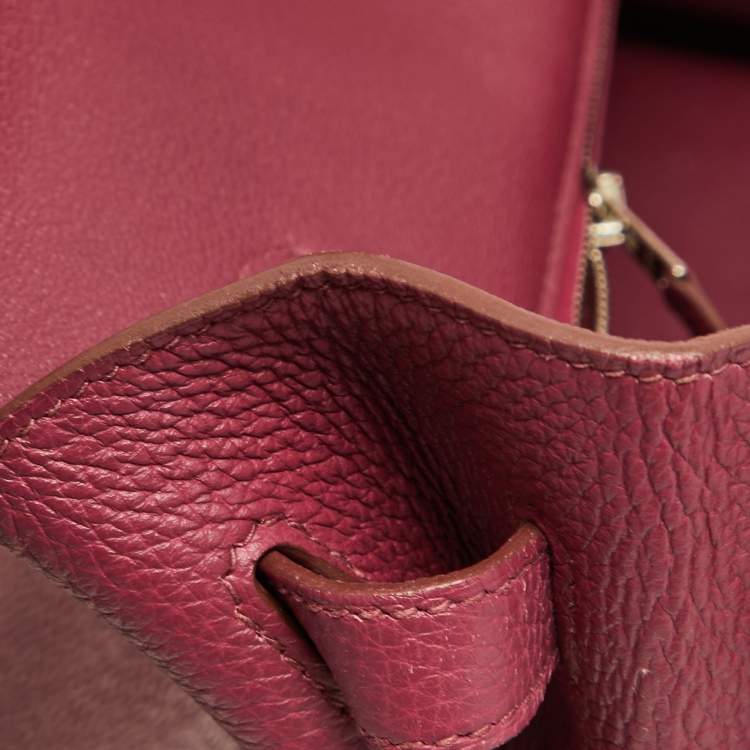 Pre Owned Hermes Tosca Togo Leather Palladium Finish Birkin 35 Bag