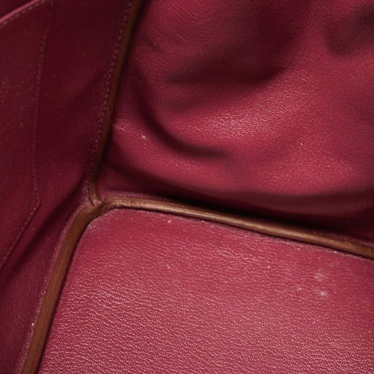 Pre Owned Hermes Tosca Togo Leather Palladium Finish Birkin 35 Bag