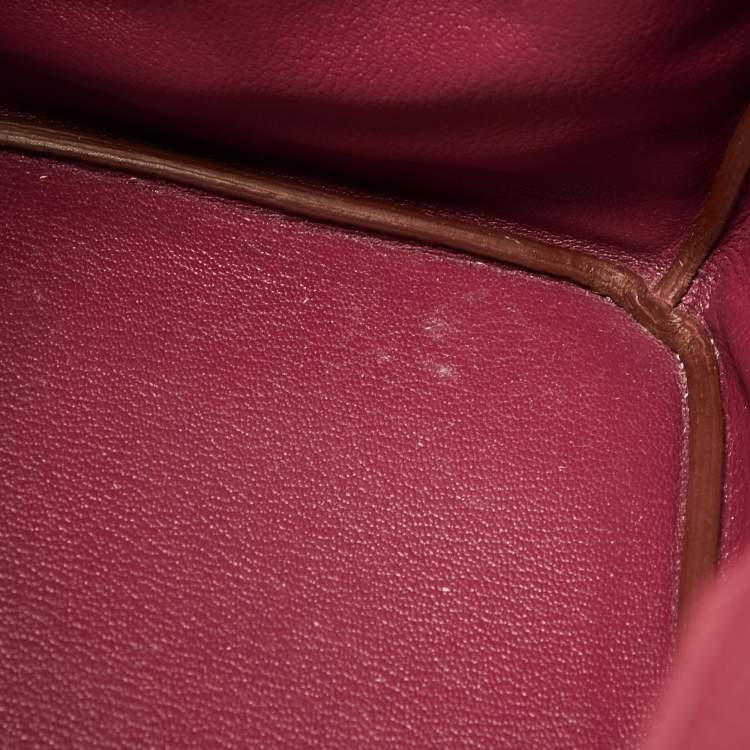 Pre Owned Hermes Tosca Togo Leather Palladium Finish Birkin 35 Bag