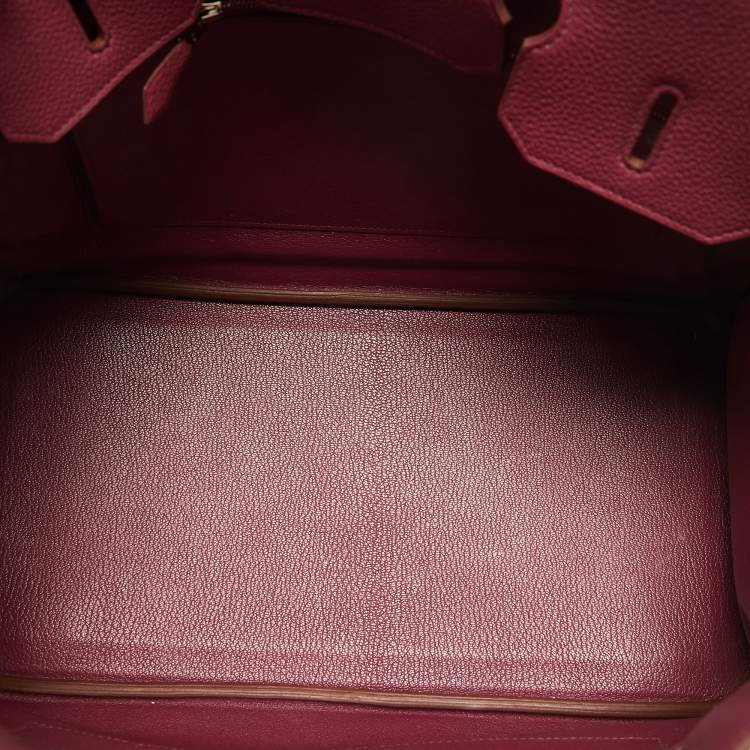 Pre Owned Hermes Tosca Togo Leather Palladium Finish Birkin 35 Bag