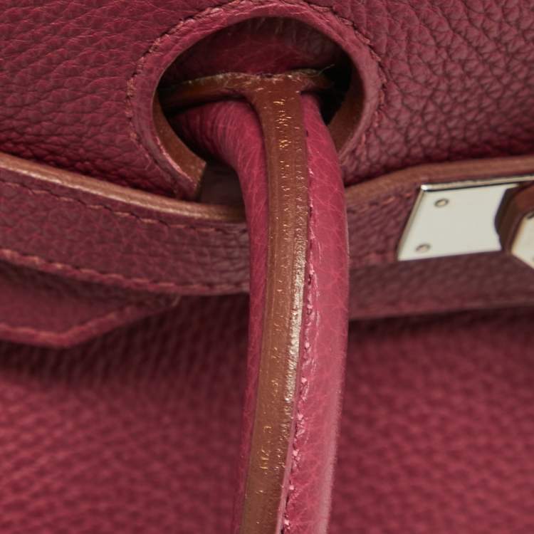 Pre Owned Hermes Tosca Togo Leather Palladium Finish Birkin 35 Bag