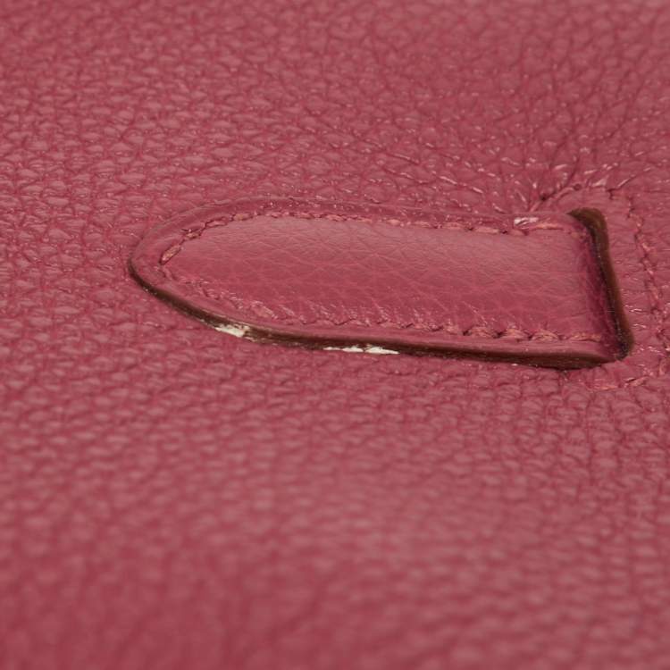 Pre Owned Hermes Tosca Togo Leather Palladium Finish Birkin 35 Bag