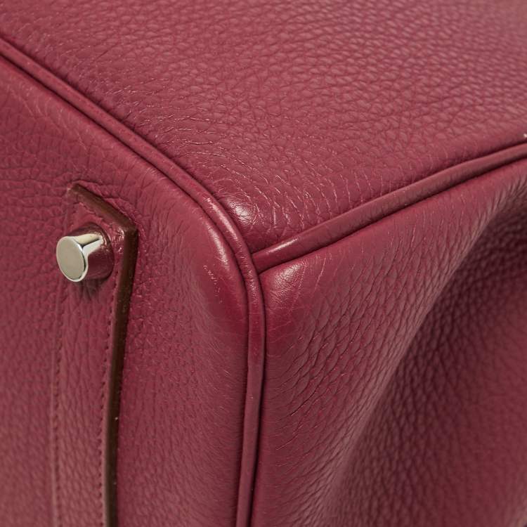 Pre Owned Hermes Tosca Togo Leather Palladium Finish Birkin 35 Bag