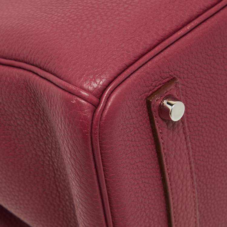 Pre Owned Hermes Tosca Togo Leather Palladium Finish Birkin 35 Bag