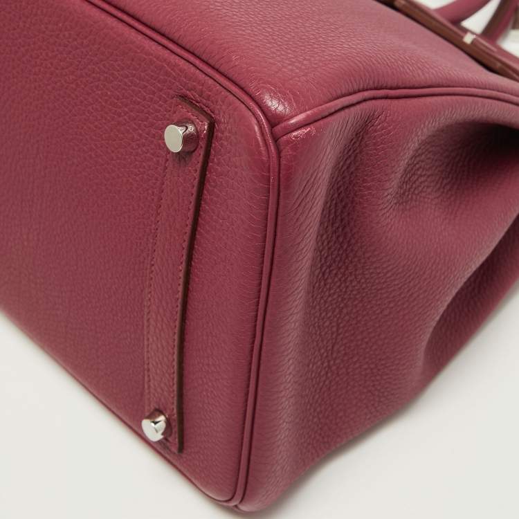 Pre Owned Hermes Tosca Togo Leather Palladium Finish Birkin 35 Bag