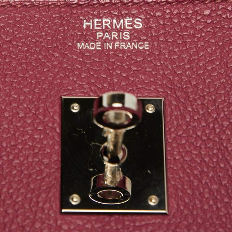 Pre Owned Hermes Tosca Togo Leather Palladium Finish Birkin 35 Bag