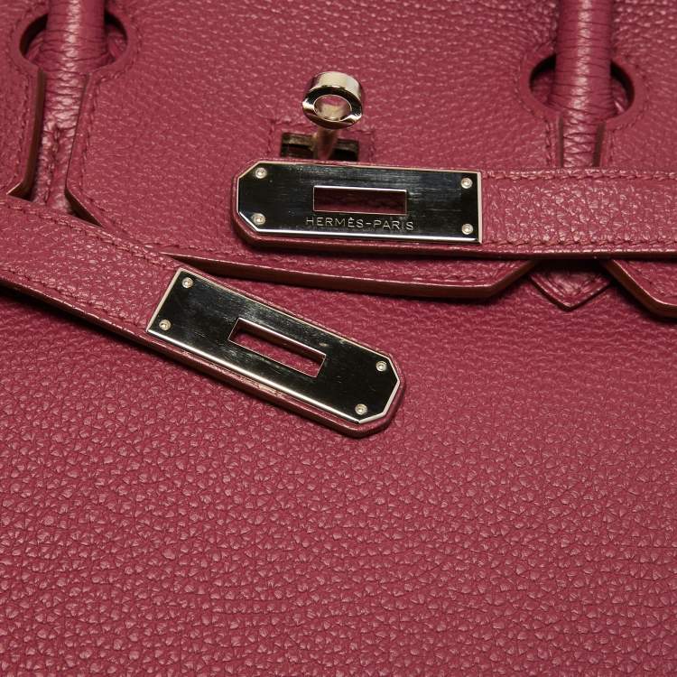 Pre Owned Hermes Tosca Togo Leather Palladium Finish Birkin 35 Bag
