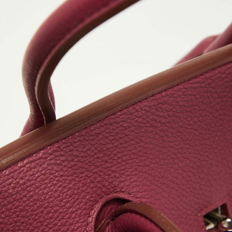 Pre Owned Hermes Tosca Togo Leather Palladium Finish Birkin 35 Bag