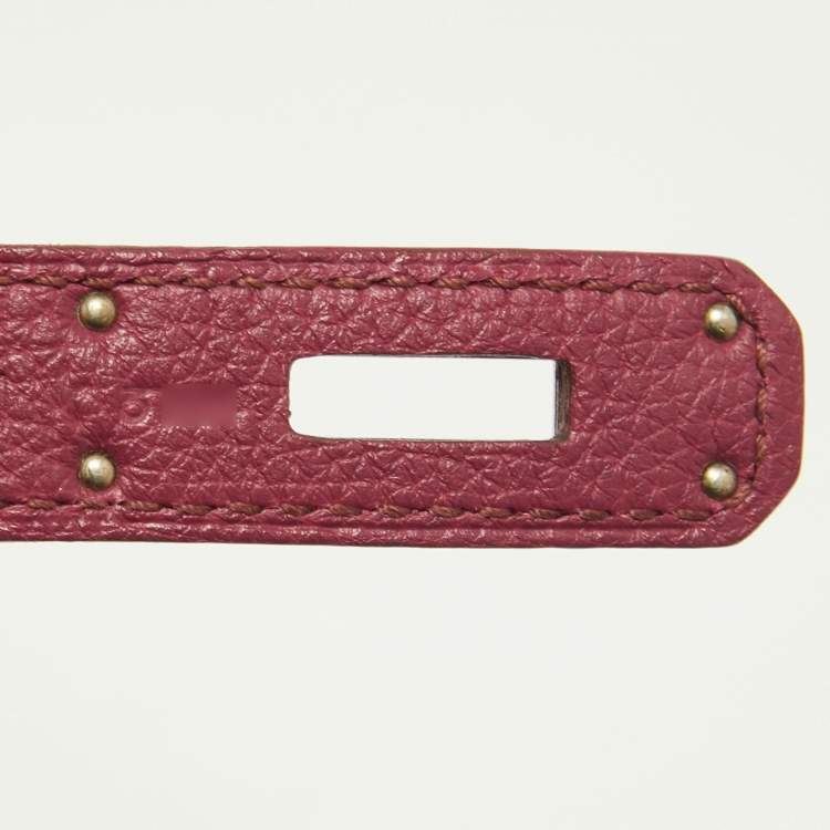 Pre Owned Hermes Tosca Togo Leather Palladium Finish Birkin 35 Bag