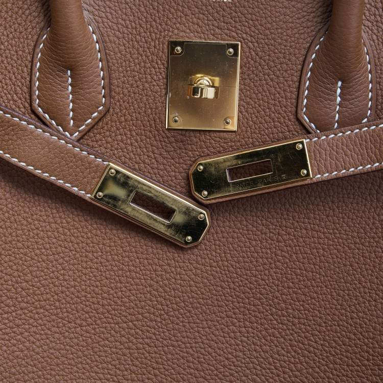 Pre Owned Hermes Gold Togo Leather Gold Finish Birkin 35 Bag
