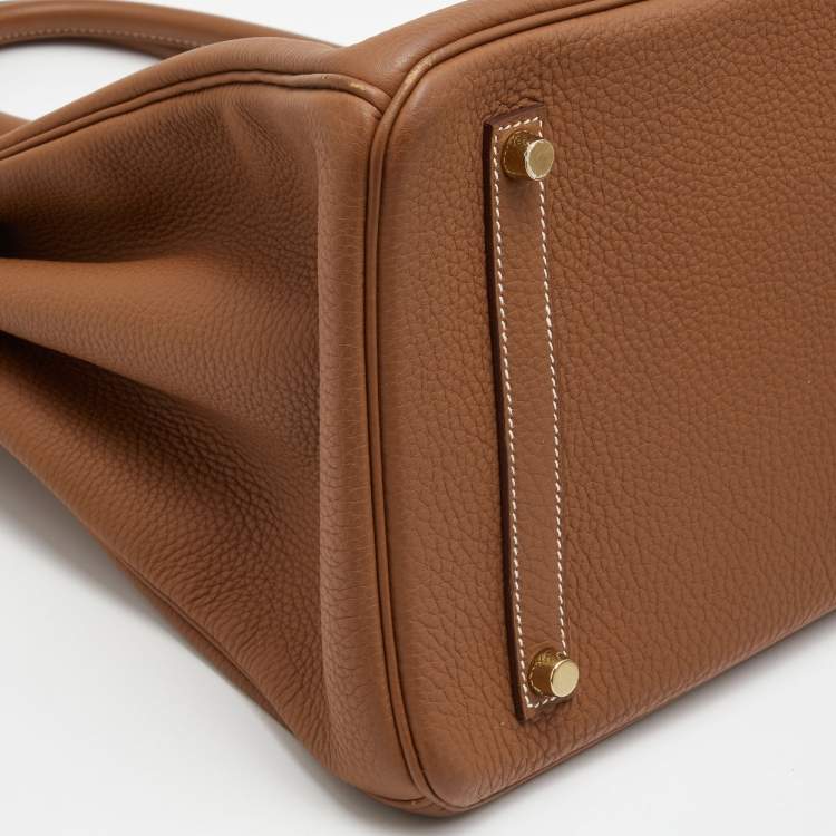 Pre Owned Hermes Gold Togo Leather Gold Finish Birkin 35 Bag