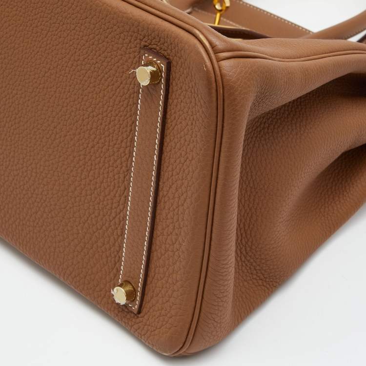 Pre Owned Hermes Gold Togo Leather Gold Finish Birkin 35 Bag