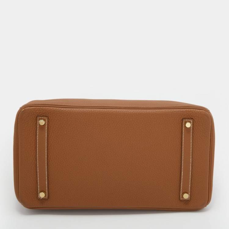 Pre Owned Hermes Gold Togo Leather Gold Finish Birkin 35 Bag