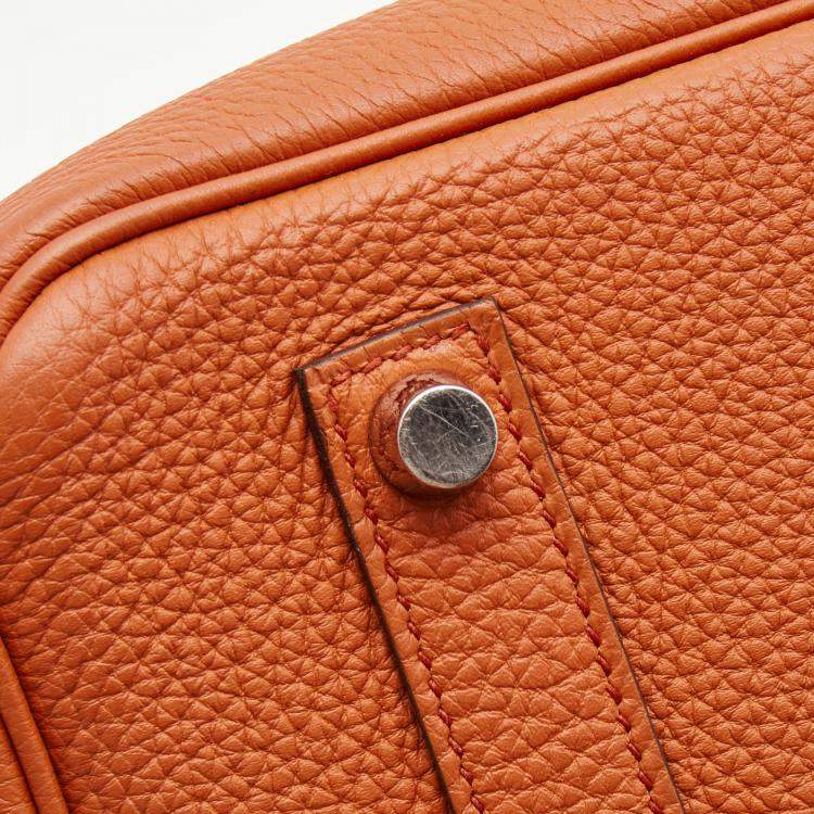 Pre Owned Hermes Capucine Togo Leather Palladium Finish Birkin 35 Bag