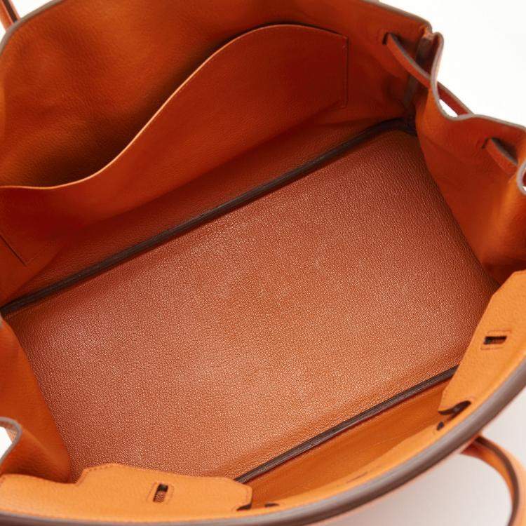 Pre Owned Hermes Capucine Togo Leather Palladium Finish Birkin 35 Bag