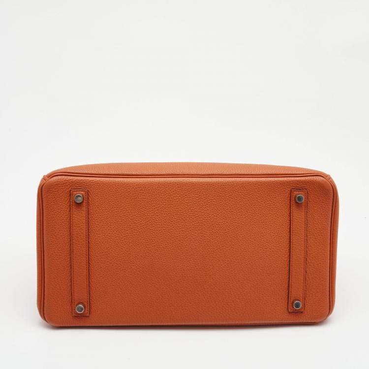 Pre Owned Hermes Capucine Togo Leather Palladium Finish Birkin 35 Bag