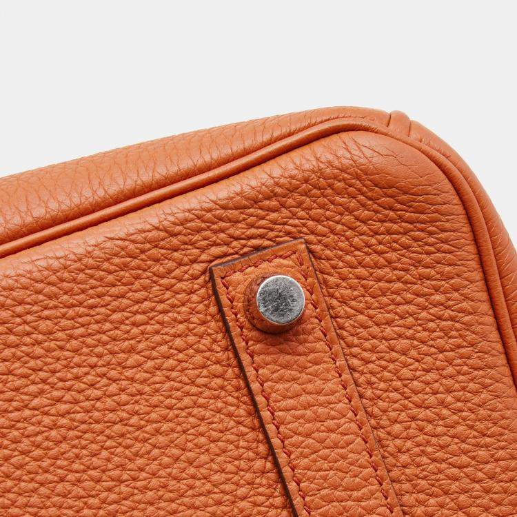 Pre Owned Hermes Capucine Togo Leather Palladium Finish Birkin 35 Bag