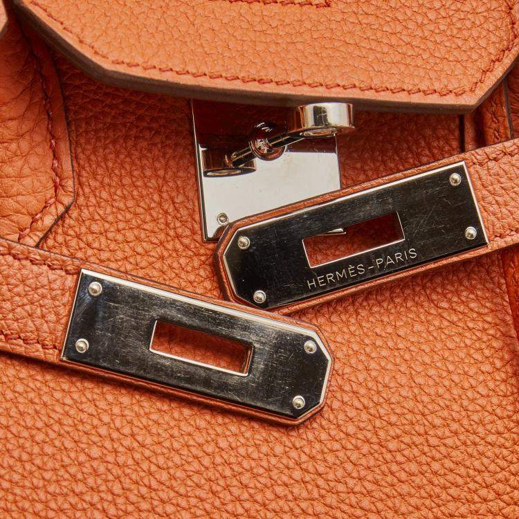 Pre Owned Hermes Capucine Togo Leather Palladium Finish Birkin 35 Bag