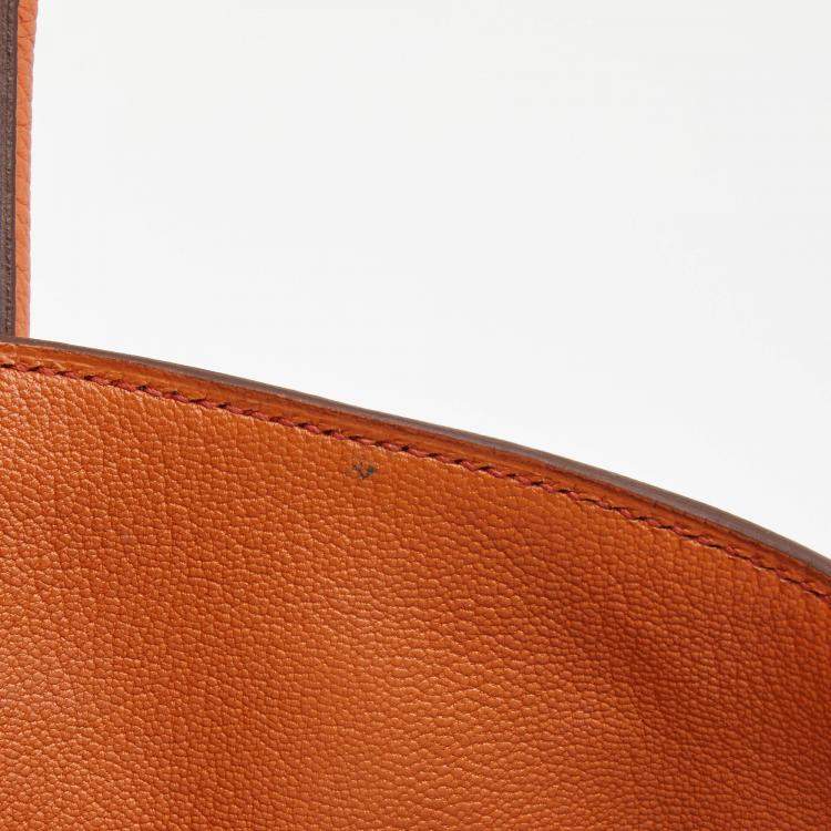 Pre Owned Hermes Capucine Togo Leather Palladium Finish Birkin 35 Bag