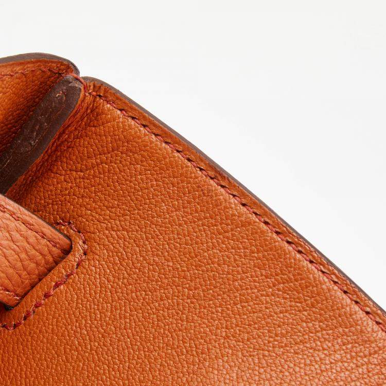 Pre Owned Hermes Capucine Togo Leather Palladium Finish Birkin 35 Bag