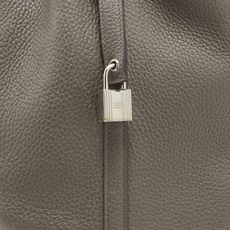 Pre Owned Hermes Etain Taurillon Clemence Leather Picotin Lock 22 Bag