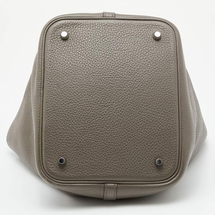 Pre Owned Hermes Etain Taurillon Clemence Leather Picotin Lock 22 Bag