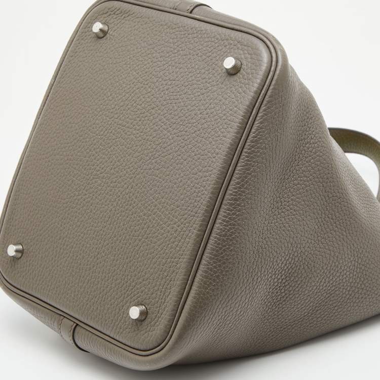 Pre Owned Hermes Etain Taurillon Clemence Leather Picotin Lock 22 Bag