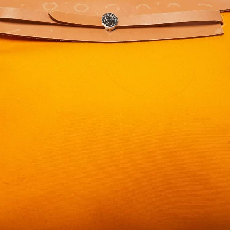 Pre Owned Hermes Jaune D' Or/Orange Canvas and Leather Herbag Zip 39 Bag