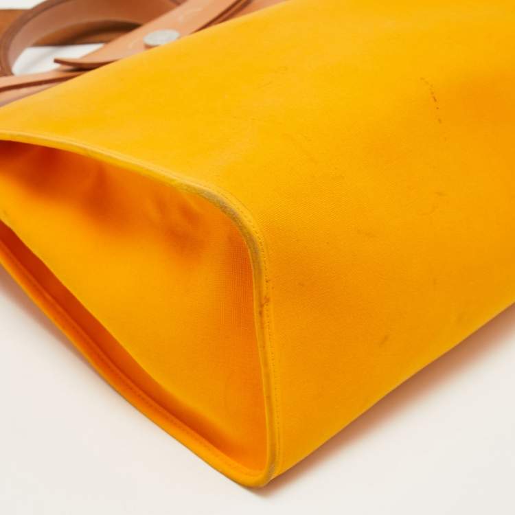 Pre Owned Hermes Jaune D' Or/Orange Canvas and Leather Herbag Zip 39 Bag