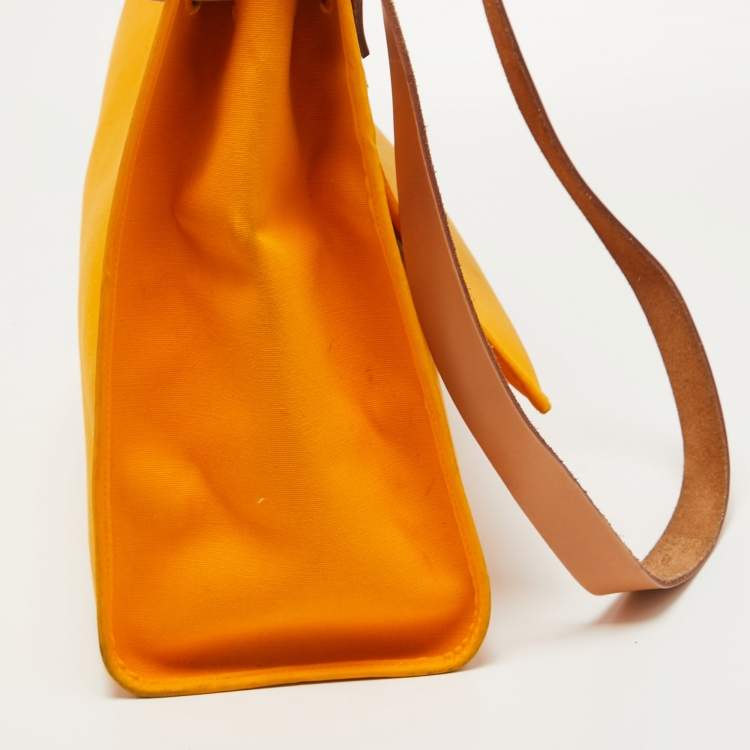 Pre Owned Hermes Jaune D' Or/Orange Canvas and Leather Herbag Zip 39 Bag