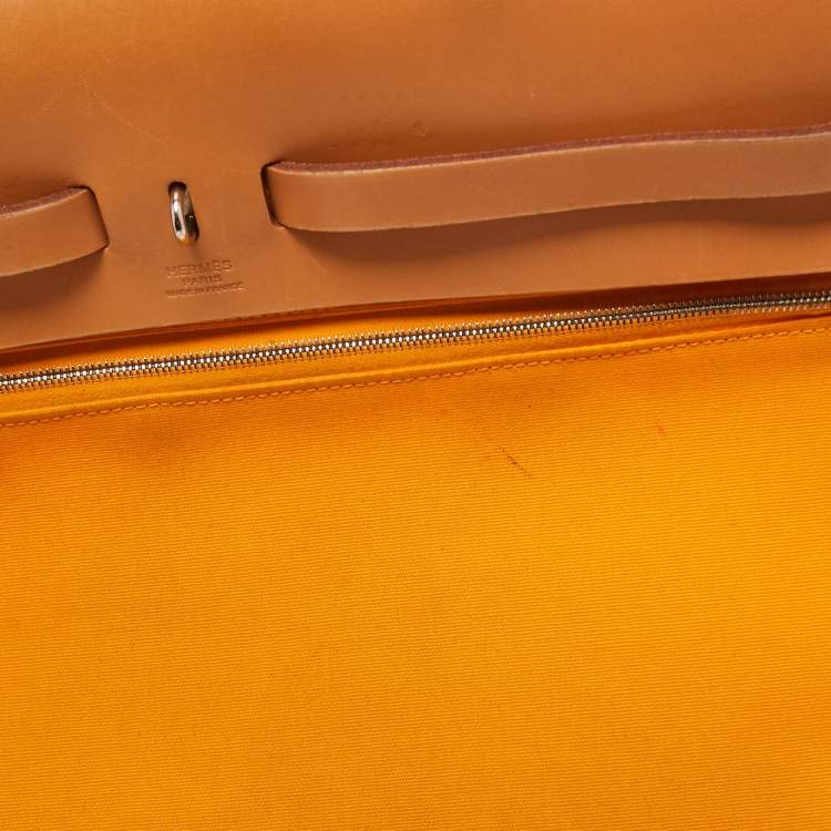 Pre Owned Hermes Jaune D' Or/Orange Canvas and Leather Herbag Zip 39 Bag
