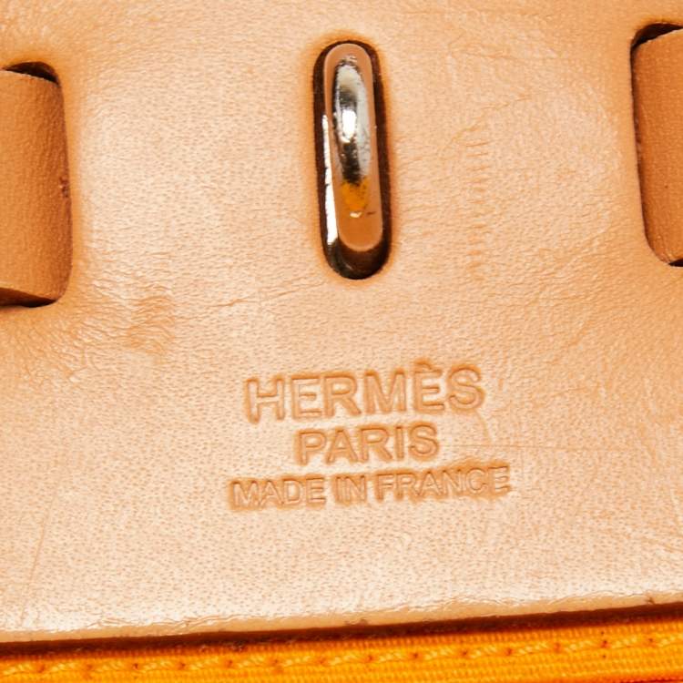 Pre Owned Hermes Jaune D' Or/Orange Canvas and Leather Herbag Zip 39 Bag