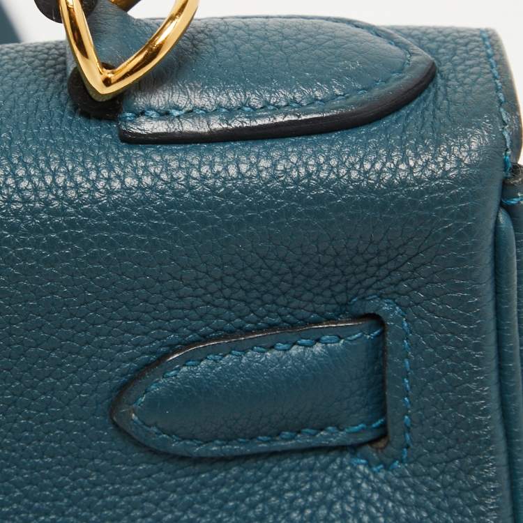 Pre Owned Hermes Colvert Evercolor Leather Gold Finish Kelly Retourne 28 Bag