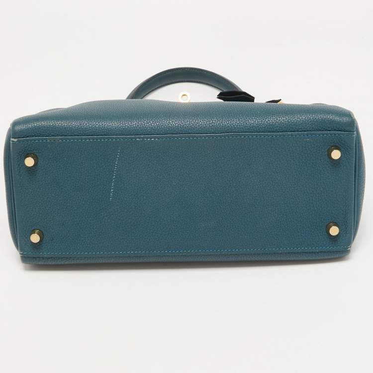 Pre Owned Hermes Colvert Evercolor Leather Gold Finish Kelly Retourne 28 Bag