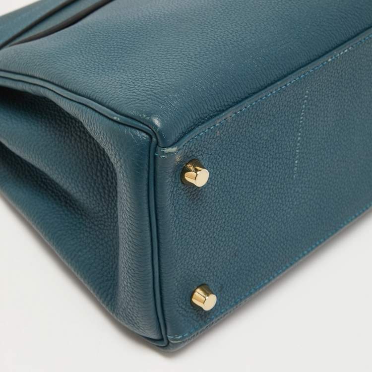 Pre Owned Hermes Colvert Evercolor Leather Gold Finish Kelly Retourne 28 Bag