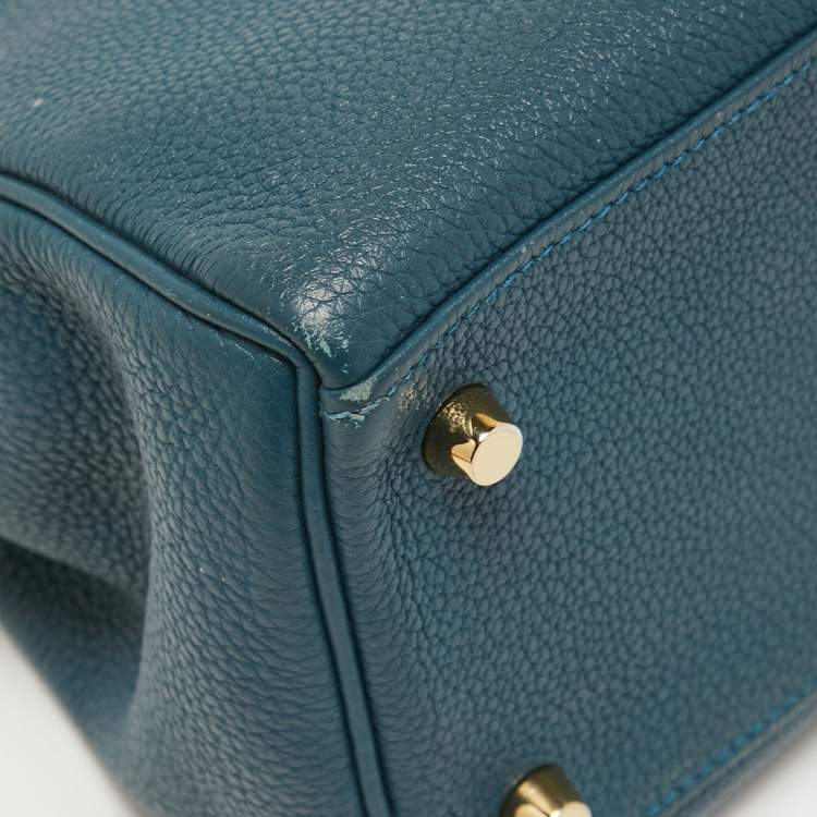 Pre Owned Hermes Colvert Evercolor Leather Gold Finish Kelly Retourne 28 Bag