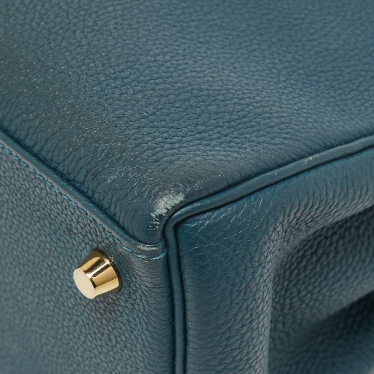 Pre Owned Hermes Colvert Evercolor Leather Gold Finish Kelly Retourne 28 Bag