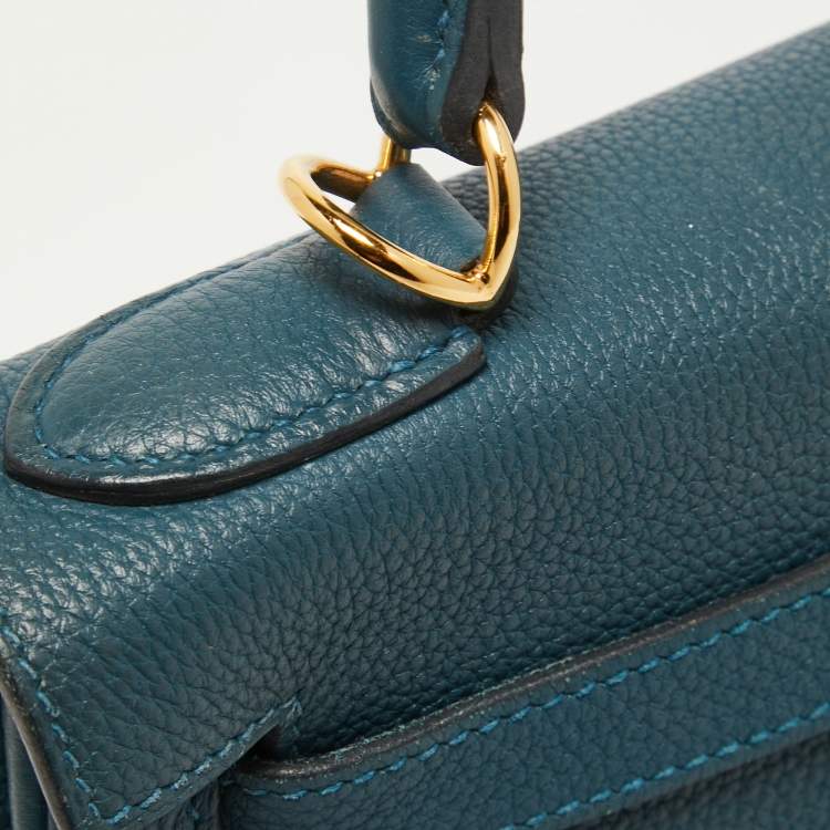 Pre Owned Hermes Colvert Evercolor Leather Gold Finish Kelly Retourne 28 Bag