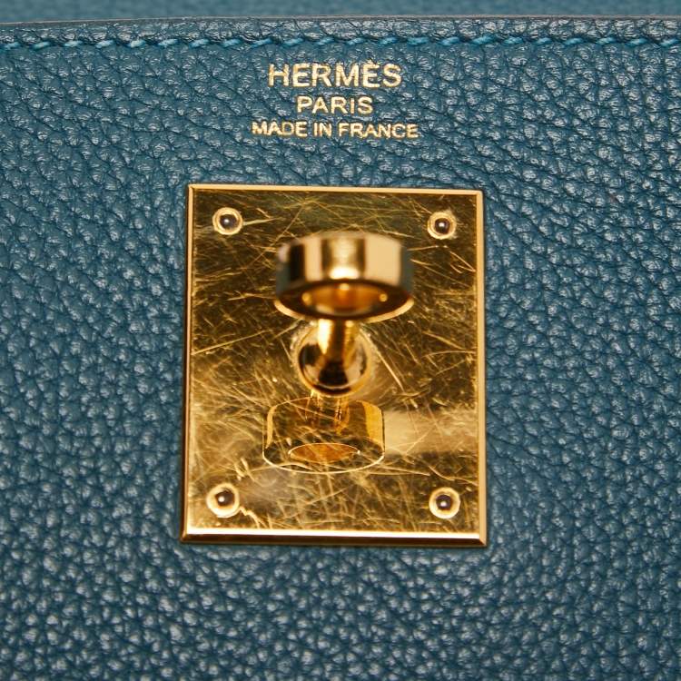 Pre Owned Hermes Colvert Evercolor Leather Gold Finish Kelly Retourne 28 Bag