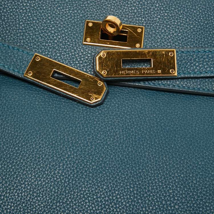 Pre Owned Hermes Colvert Evercolor Leather Gold Finish Kelly Retourne 28 Bag