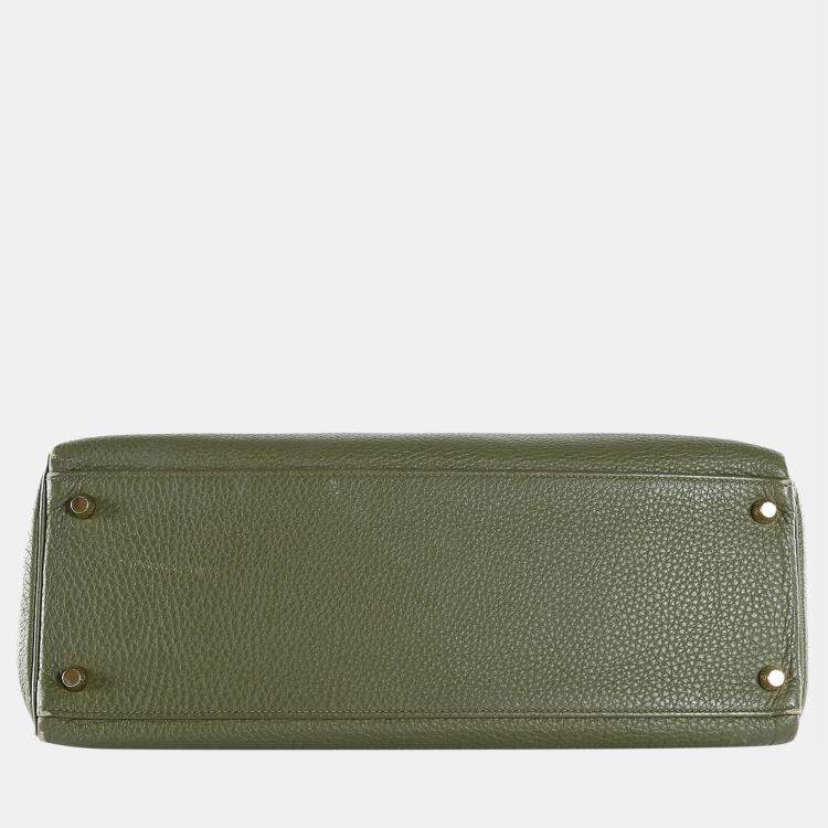 Pre Owned Hermes Olive Green Clemence Leather Gold Hardware Kelly Retourne 35 Bag 