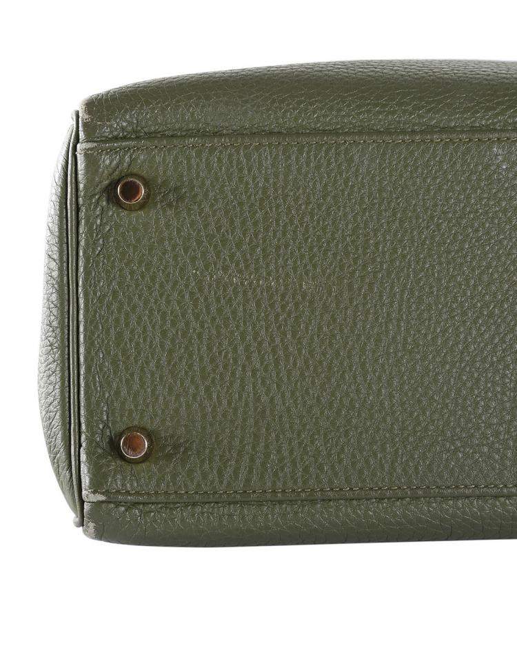 Pre Owned Hermes Olive Green Clemence Leather Gold Hardware Kelly Retourne 35 Bag 